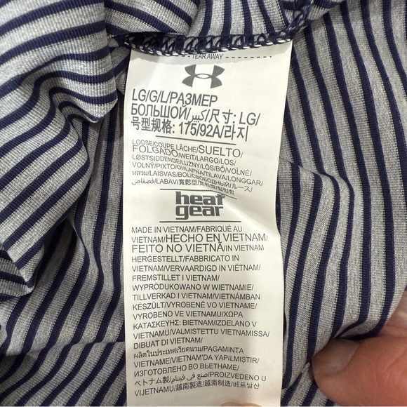Under Armour Men's Heatgear Loose Grey and Black Striped Polo Shirt Size L - Picture 15 of 17